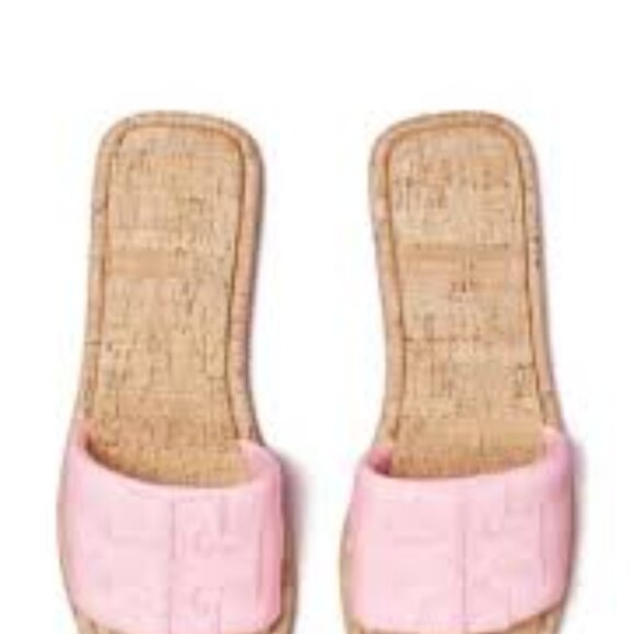 NIB Tory Burch T-Sport Double Slide Leather sandals petunia pink - Picture 2 of 3